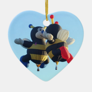 Kissing Bees Hot Air Balloon Heart Ornament