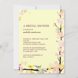 Kissing Birds Creamy Bridal Shower Invitation