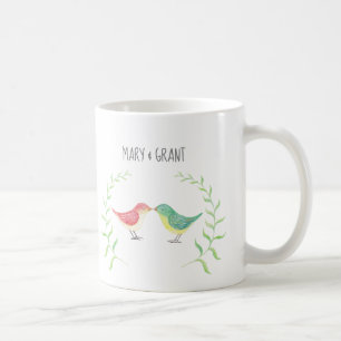 Kissing Birds Cute Woodland Love Birds custom name Coffee Mug