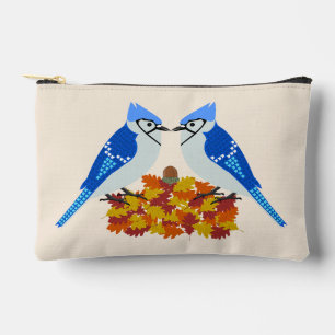 Kissing Blue Jays Fall Wedding Accessory Pouch