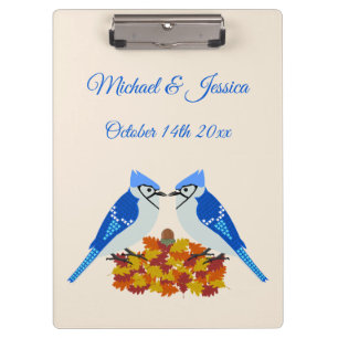 Kissing Blue Jays Fall Wedding Custom Clipboard
