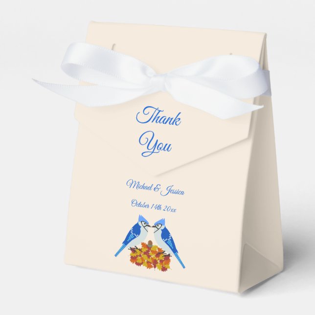 Kissing Blue Jays Fall Wedding Custom Favour Box (Front Side)