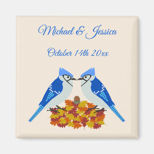 Kissing Blue Jays Fall Wedding Custom Magnet