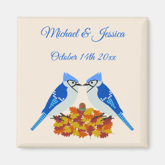 Kissing Blue Jays Fall Wedding Custom Magnet