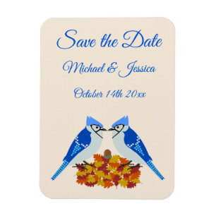 Kissing Blue Jays Fall Wedding Custom Magnet