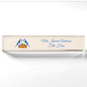 Kissing Blue Jays Fall Wedding Custom Nameplate
