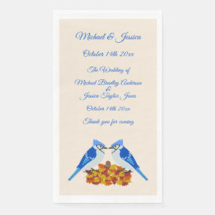 Kissing Blue Jays Fall Wedding Custom Napkin