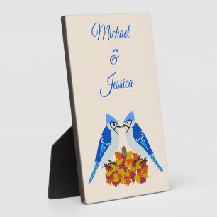 Kissing Blue Jays Fall Wedding Custom Plaque