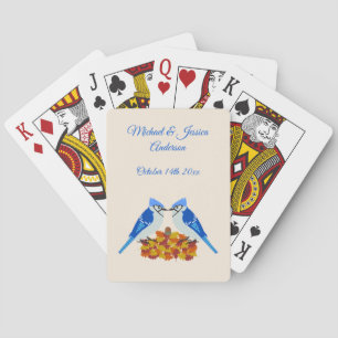 Kissing Blue Jays Fall Wedding Custom Playing Cards