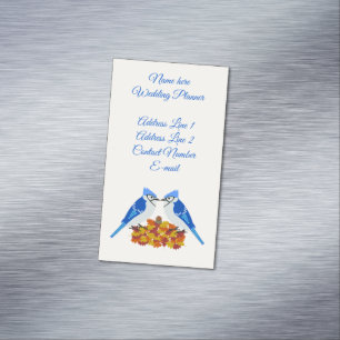 Kissing Blue Jays Fall Wedding Planner Custom Magnetic Business Card
