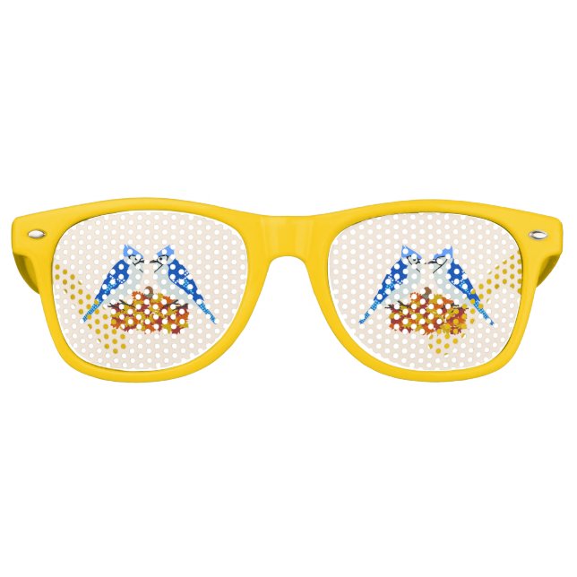 Kissing Blue Jays Fall Wedding Retro Sunglasses (Front)