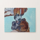 Kissing Boxer Dogs Art Portrait