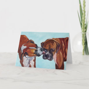 Kissing Boxer Dogs Fine Art Greeting Card