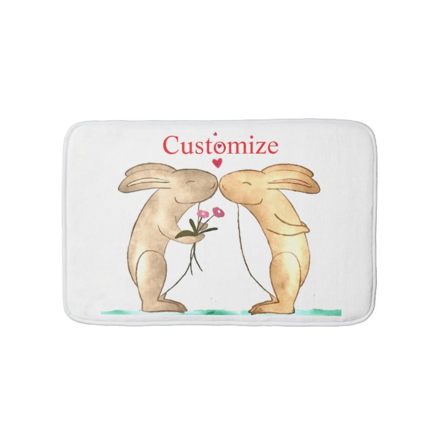 Kissing Bunny Couple Thunder_Cove Bath Mat (Front)