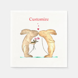 Kissing Bunny Couple Thunder_Cove Napkin
