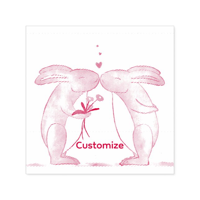Kissing Bunny Couple Thunder_Cove Self-inking Stamp (Design)