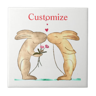 Kissing Bunny Couple Thunder_Cove Tile