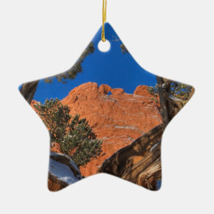 Kissing Camels Framed by Tree 01 Ceramic Tree Decoration