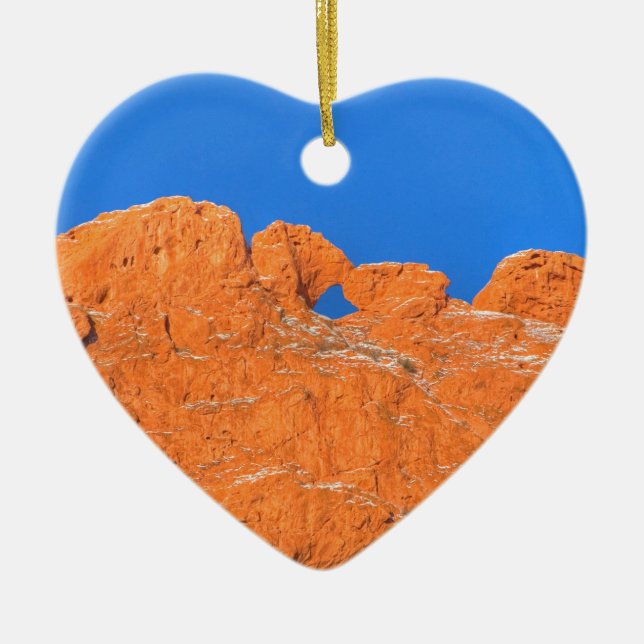 Kissing Camels with Blue Sky Ceramic Tree Decoration (Front)