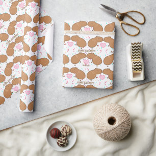 Kissing Capybara Personalised Wrapping Paper
