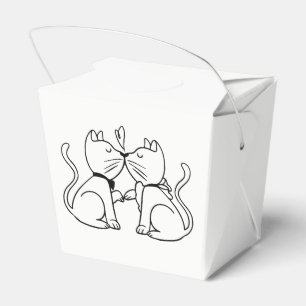 Kissing Cats Wedding Bridal Shower Black White Favour Box