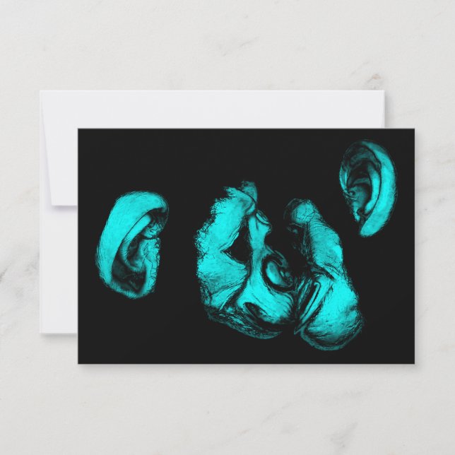 kissing chimps : neon turquoise invitation (Front)