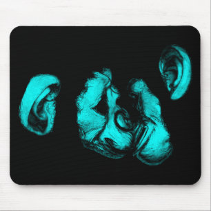 kissing chimps : neon turquoise mouse pad