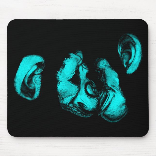kissing chimps : neon turquoise mouse pad (Front)