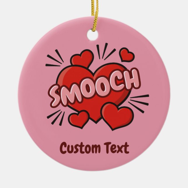 Kissing Comic Sound Effect Ceramic Tree Decoration (Front)