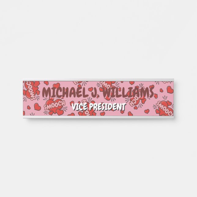 Kissing Comic Sound Effect Pattern Door Sign (Front)