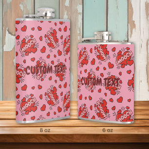 Kissing Comic Sound Effect Pattern Hip Flask