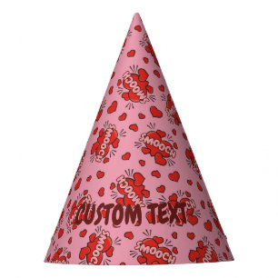 Kissing Comic Sound Effect Pattern Party Hat