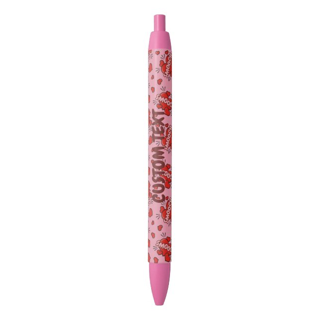 Kissing Comic Sound Effect Pattern Red Ink Pen (Front Vertical)