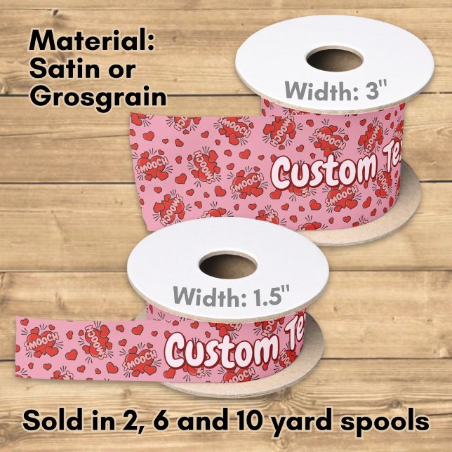 Kissing Comic Sound Effect Pattern Satin Ribbon (Creator Uploaded)
