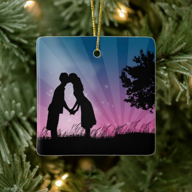 Kissing Couple Ceramic Tree Decoration (Tree)