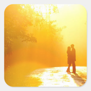 Kissing Couple in the Sunlight Square Sticker