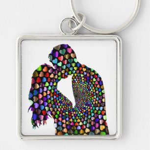 KISSING COUPLE KEY RING
