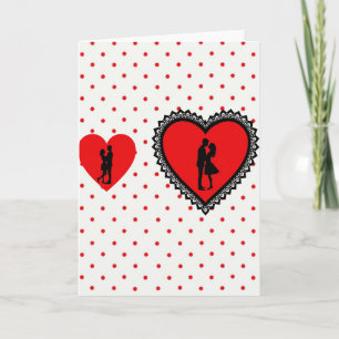 Kissing Couple Love Heart Card