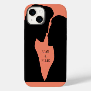 Kissing couple silhouette custom colour iPhone 14 case