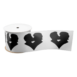 Kissing Couple Silhouette Valentine's Day  Satin Ribbon