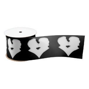 Kissing Couple Silhouette Valentine's Day  Satin Ribbon