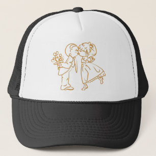Kissing Couple Sketch Trucker Hat