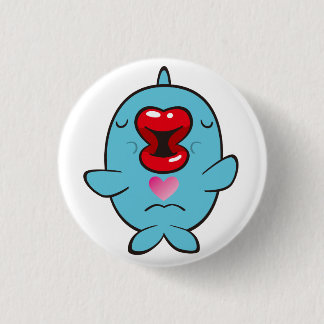 kissing dolphin 3 cm round badge