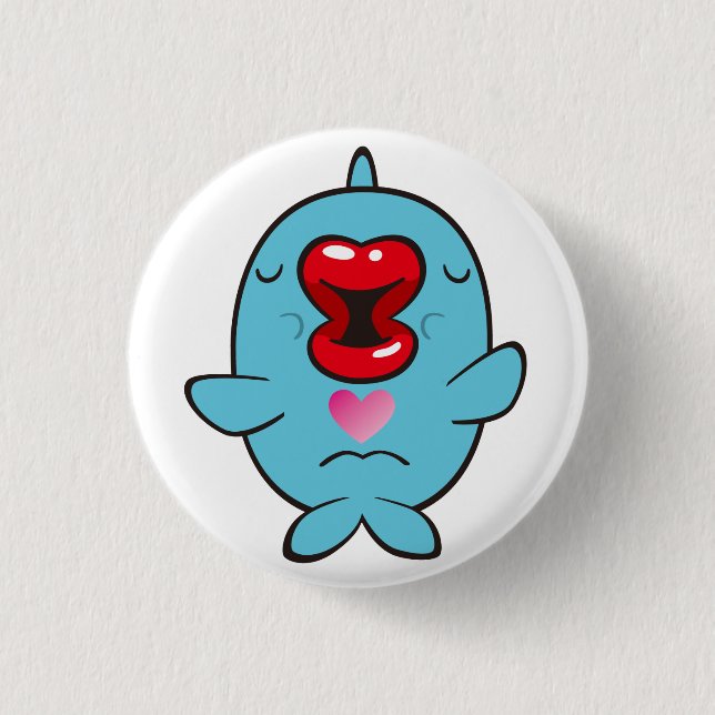 kissing dolphin 3 cm round badge (Front)