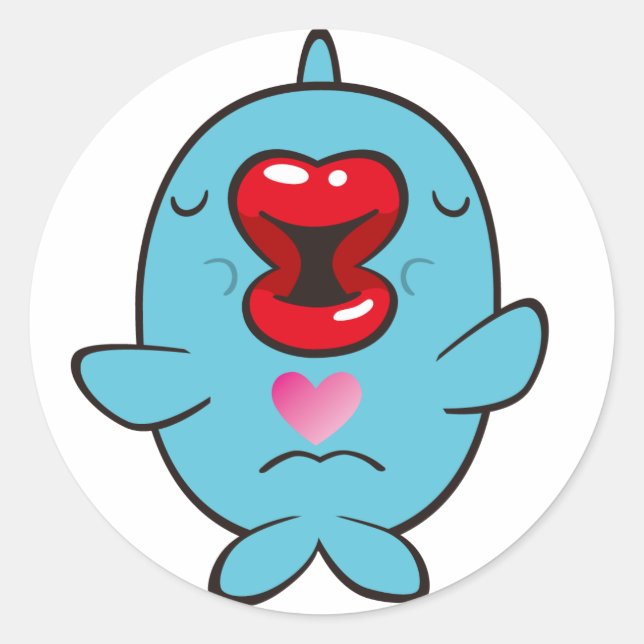kissing dolphin classic round sticker (Front)