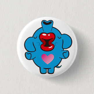 kissing elephant 3 cm round badge