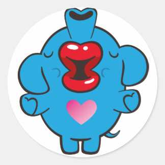 kissing elephant classic round sticker