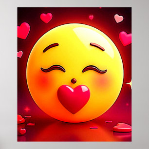 Kissing Emoji Blowing Hearts Poster