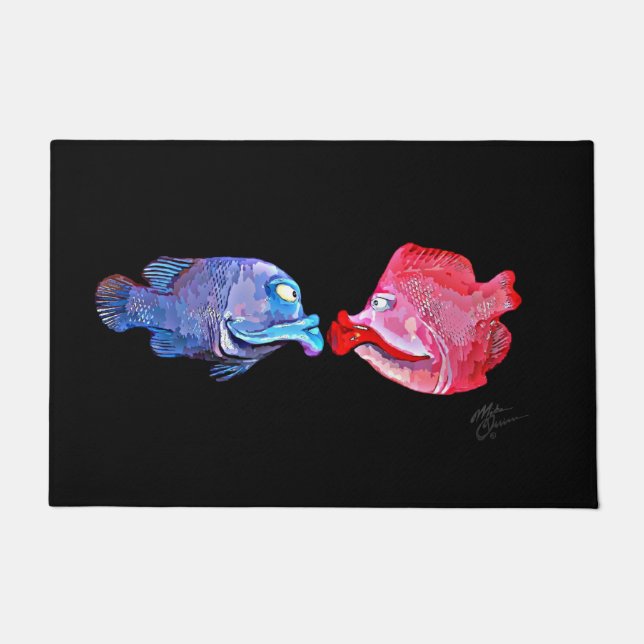 "Kissing Fish" Art by Mike Quinn Doormat (Front)