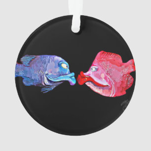 "Kissing Fish" Art by Mike Quinn Ornament